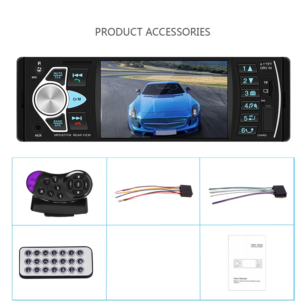 4022D 1 Din автомобильное радио Авто Аудио Стерео Авторадио Bluetooth Поддержка камеры