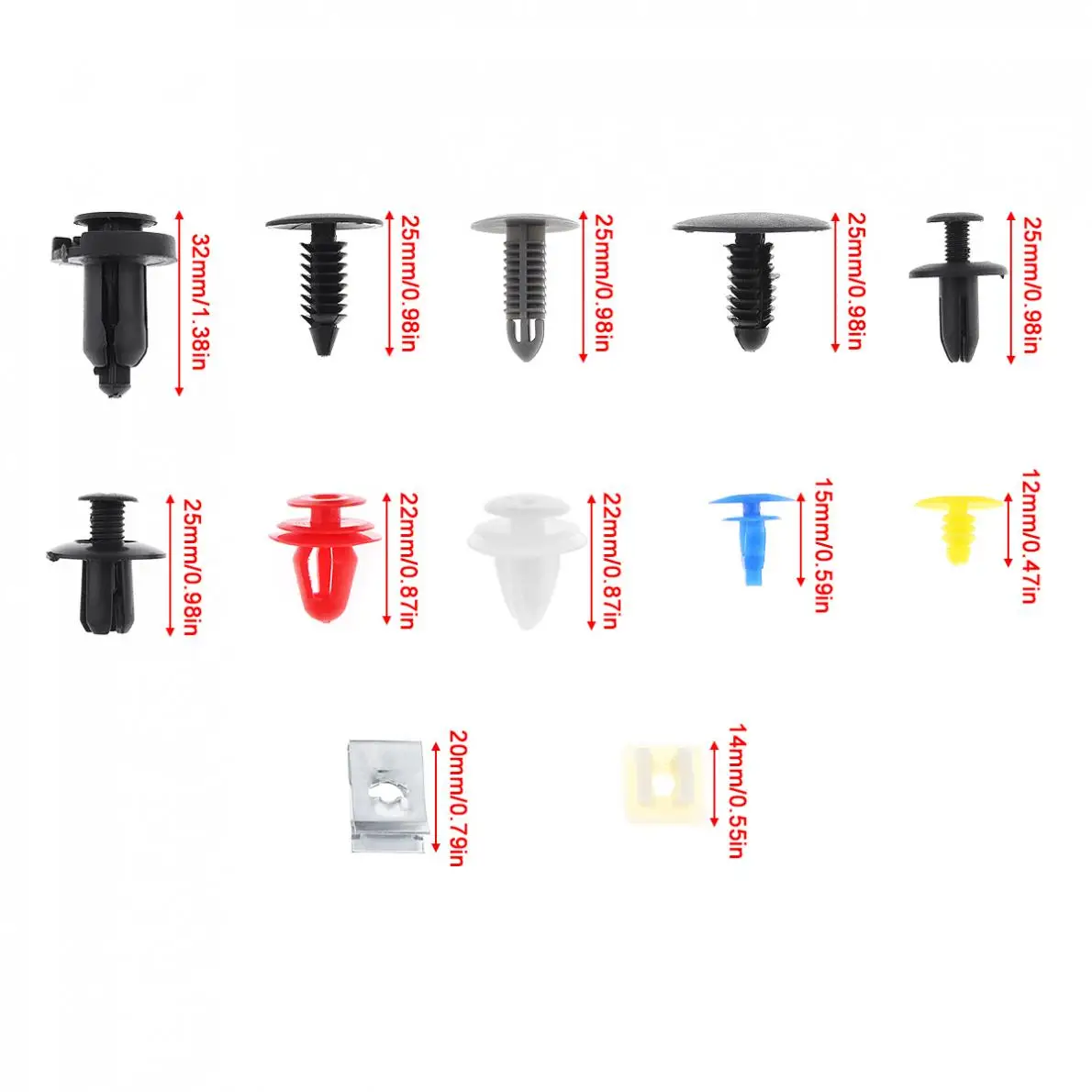 100 шт. 12 видов универсальный пластик + металлический бампер для кузова автомобиля