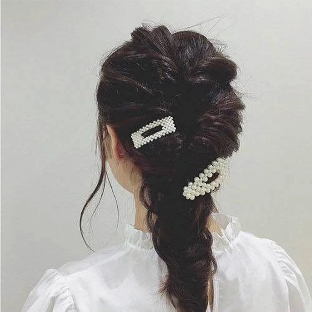 

5PCS/set Women Korean Explosion Model Hair Clip Cute Simple Hairclip Headdress Metal Geometric Hair Clip Round Triangle Barrette
