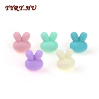 5pcs silicone teether beads biter beads baby teething pendant silicone pacifier clips teething toys rabit shape diy gift