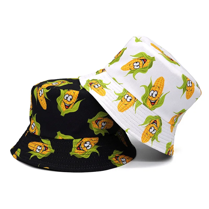 

Summer Fruit Fisherman Hat Women Men's Printed Banana Lemon Hat Outdoor Leisure Bucket Hat Sunscreen Female Sun Hat