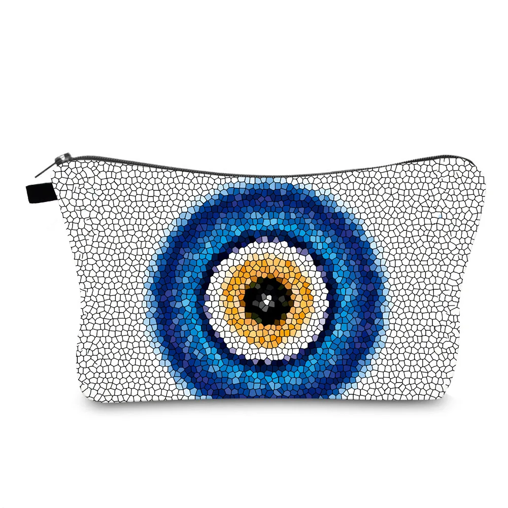 

Anti-splash Cosmetic Bag Evil Eye Printed Travel Storage Bag Portable Clutch Washing Bag Female Bag Makeup Bag Organizer
