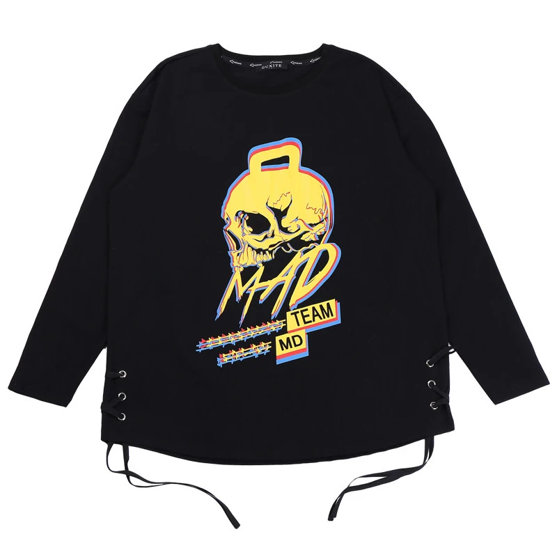 Забавная японская футболка с принтом черепа Мужская Харадзюку уличная одежда