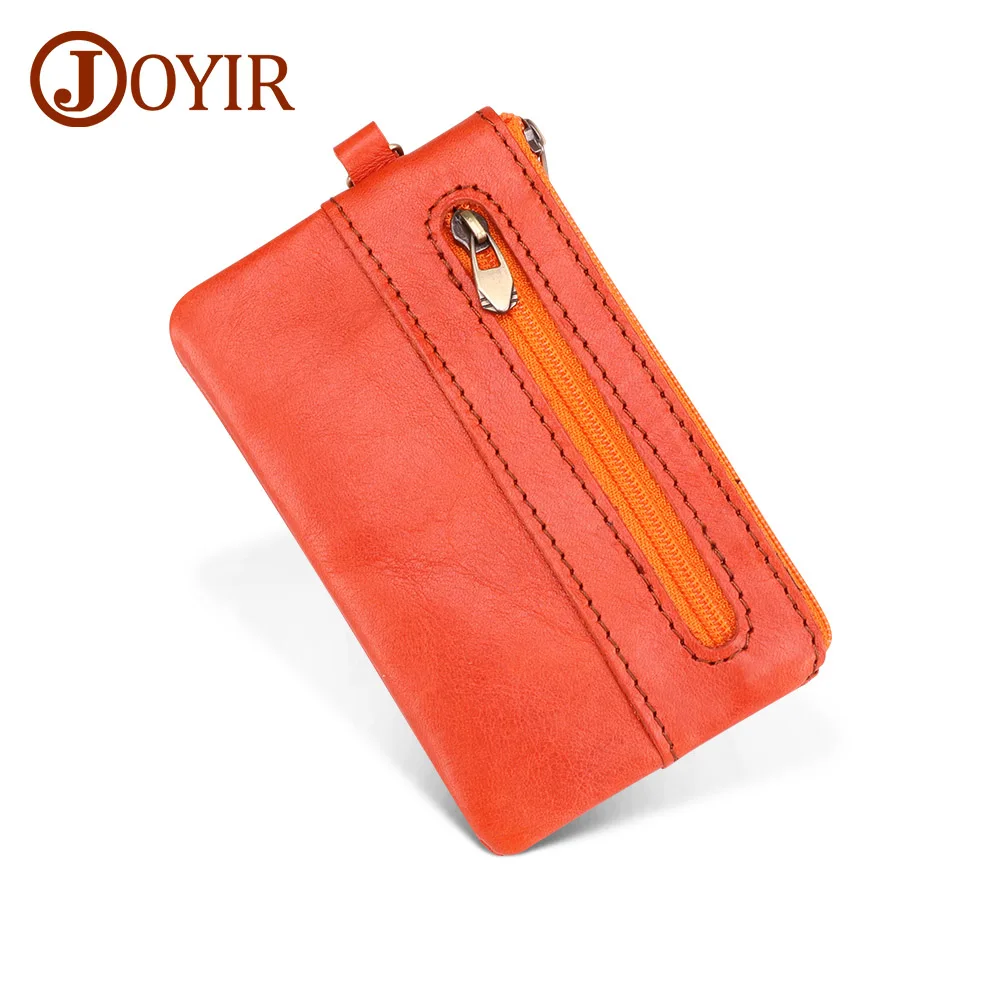 orange JOYIR Кошелек для монет из натуральной кожи для мужчин и женщин, маленький кошелек для мелочи, мини кошелек на молнии, держатель для карт, маленькая сумочка для денег - Цвет: orange