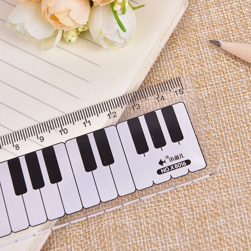 

1pc Creative Piano Keyboard Ruler 15cm 6in Musical Terms Black and White Plastic