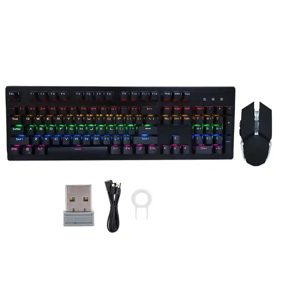 Игровая клавиатура и мышь 2 4 ГГц RGB 104 клавиши 2400 точек/дюйм|Комплекты плюс