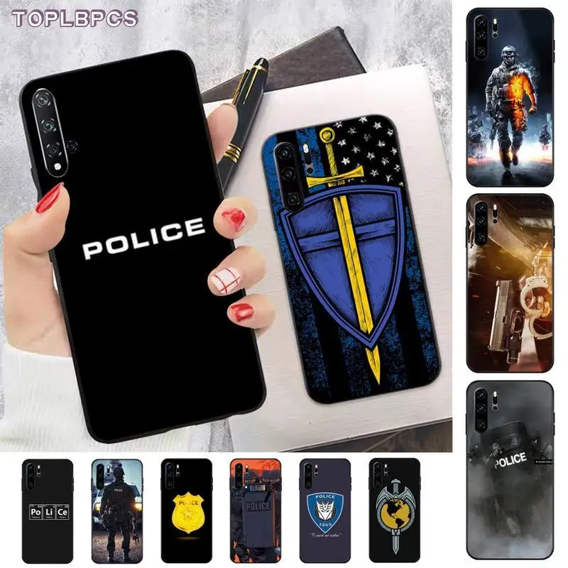

TOPLBPCS Police Symbol Soft Phone Case Cover for huawei P8 P9 p10 p20 P30 P40 pro lite psmart 2019