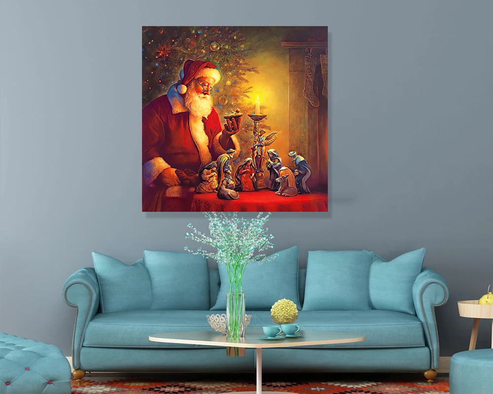 Рождественская картина в рамке с Санта-Клаусом светодиодный светодиодная