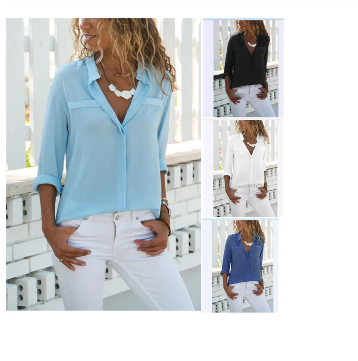 

Женский свитер с V-образным вырезом и длинным рукавом