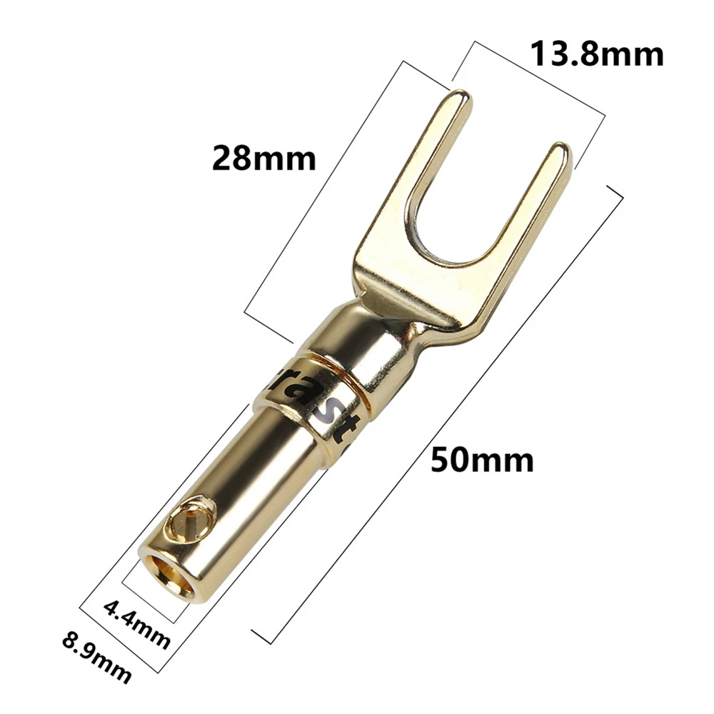

Audiocrast S101G Spade Plug 24K gold Plated Fork Plug Speaker Y Connector Adapter Y Spade Speaker Plugs HIFI Diy Speaker