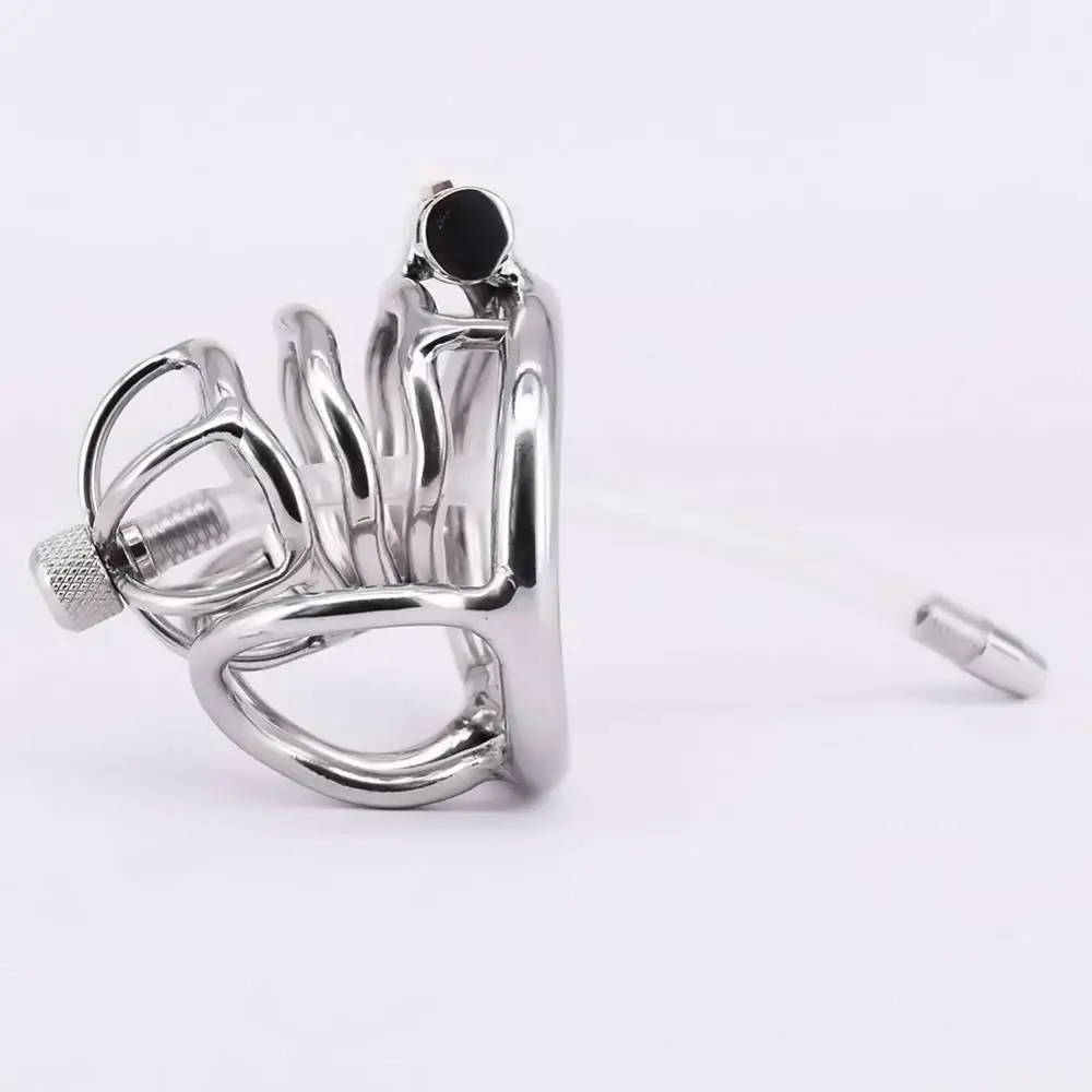 Нержавеющая сталь Мужской целомудрия клетка Блокировка металлическое кольцо