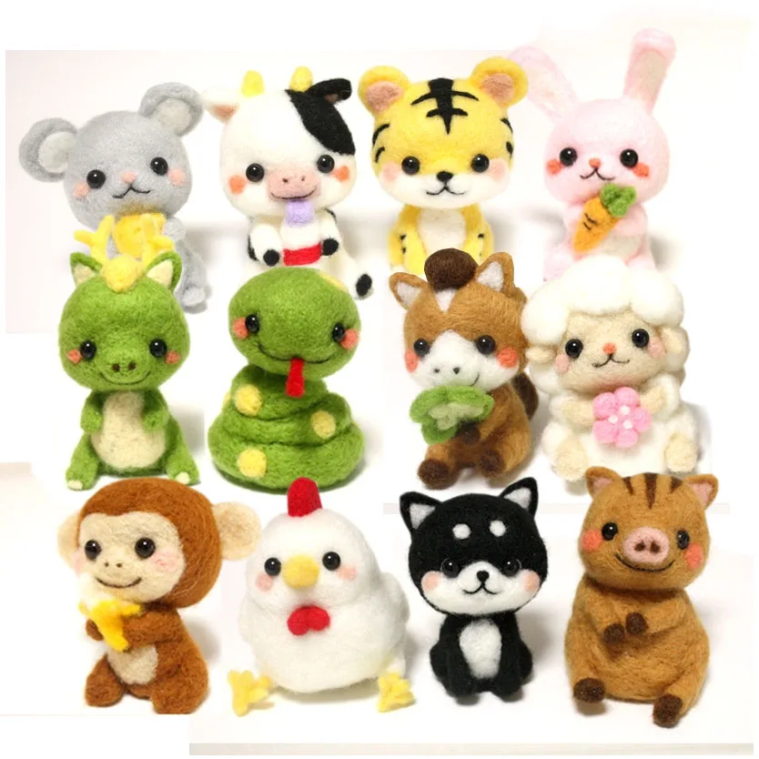 Набор для рукоделия из шерсти китайского знака зодиака войлочная игла валяния