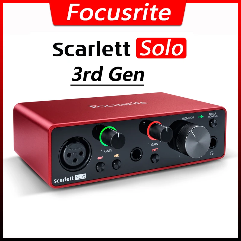 

Новый усилитель звука Focusrite Scarlett Solo 3rd gen, усилитель для наушников, звуковая карта, аудиоинтерфейс 24 бит/192 кГц, AD-Конвертеры