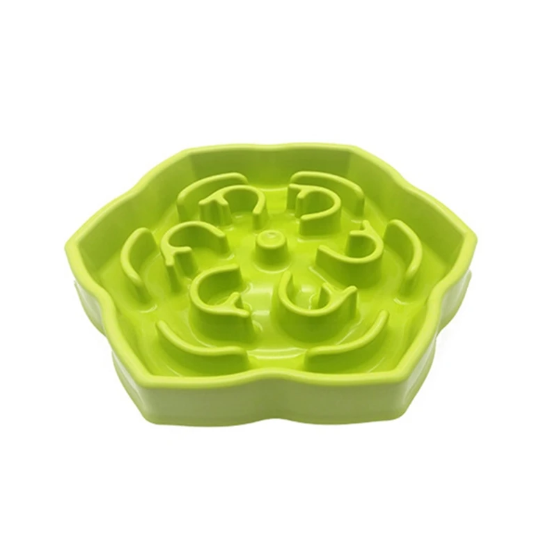 

50LB Plastic Pet Bowl Feeding Food Bowls Plate Non-toxic Cup Slow Eating Dish Dog Flower Shaped Slow Feeder Bowl