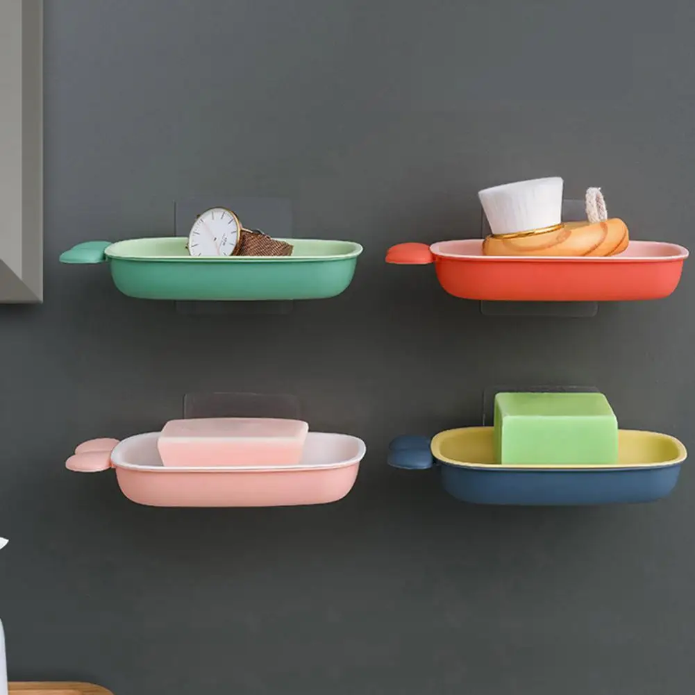 

Soap Box Cartoon Pattern Non-Slip PP Wall Mounted Soap Drain Holder for Home