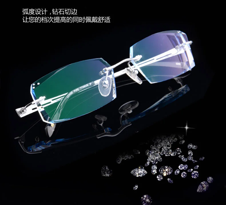 Мужские очки с алмазной отделкой без оправы готовой продукцией деловые для