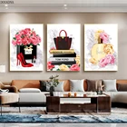 Модный постер, ваза для духов, Холщовый постер, настенный художественный постер, помада, цветочный принт, модное украшение для гостиной, настенная рамка