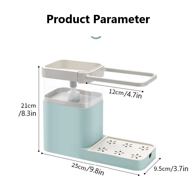 

Multifunctional Detergent Pressing Soap Dispenser Kitchen Sink Cloth Sponge Storage Rack