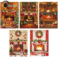 allenjoy christmas background photography fireplace red brick wall party supplies decor banner photo booth studio props backdrop