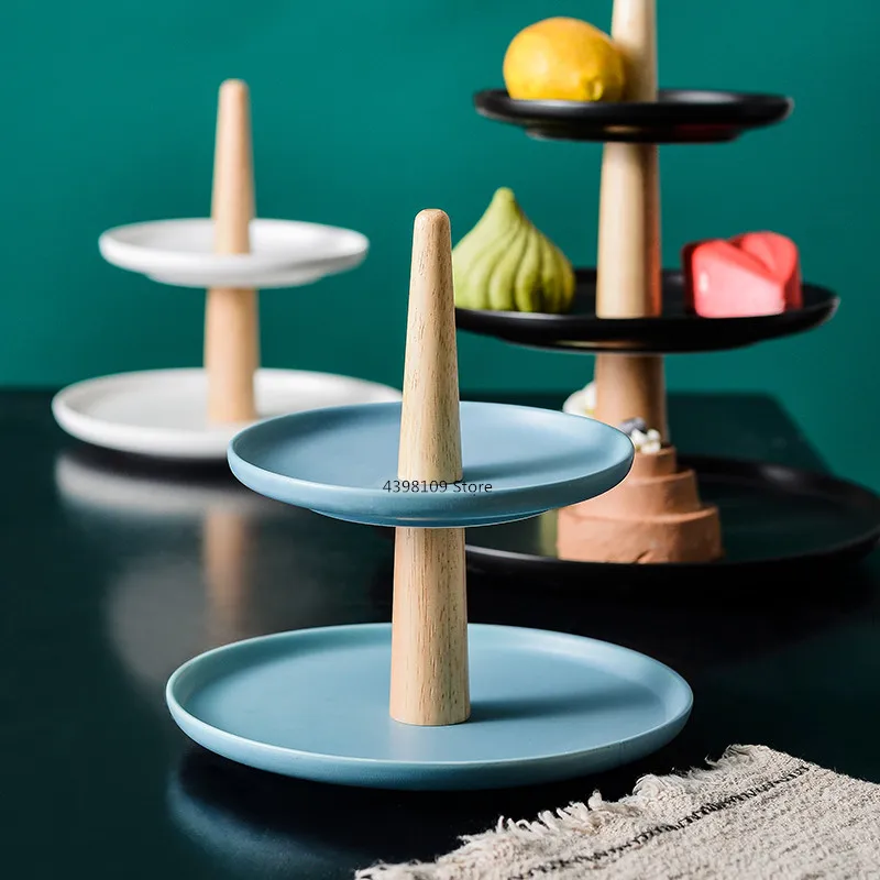 Матовая керамическая двухслойная тарелка для фруктов десертная послеобеденного