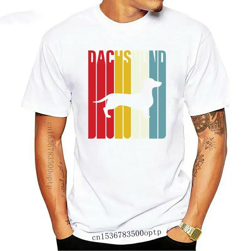 

Мужская хлопковая футболка с коротким рукавом, круглым вырезом и принтом таксы