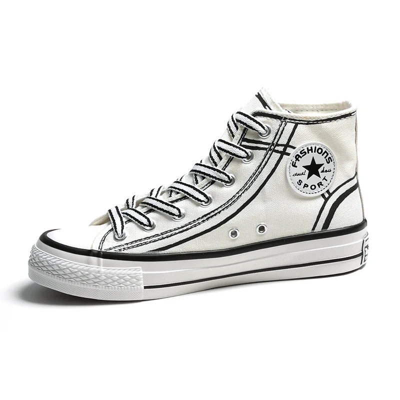 2019 модные высокие кроссовки парусиновая обувь женская повседневная белая