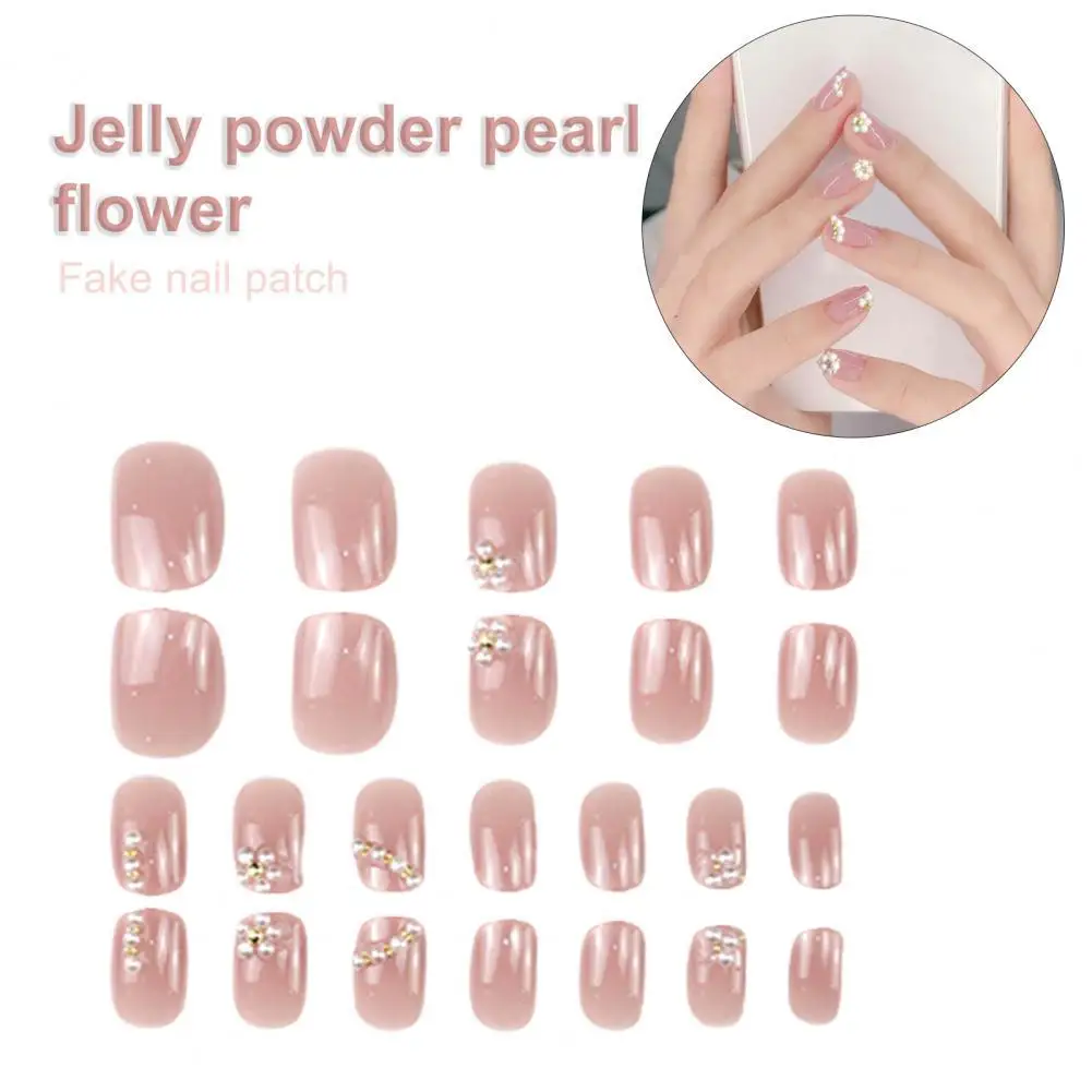 

Fadeless with Glue Jelly Pink Pearl Flower DIY Nail Tips Sticker for Dating
