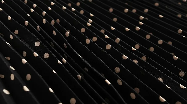 

2020 Fashion High Waist Dots Print Autumn Pleated Skirts Saia Women Boho A-Line Long Skirt Faldas Jupe Femme