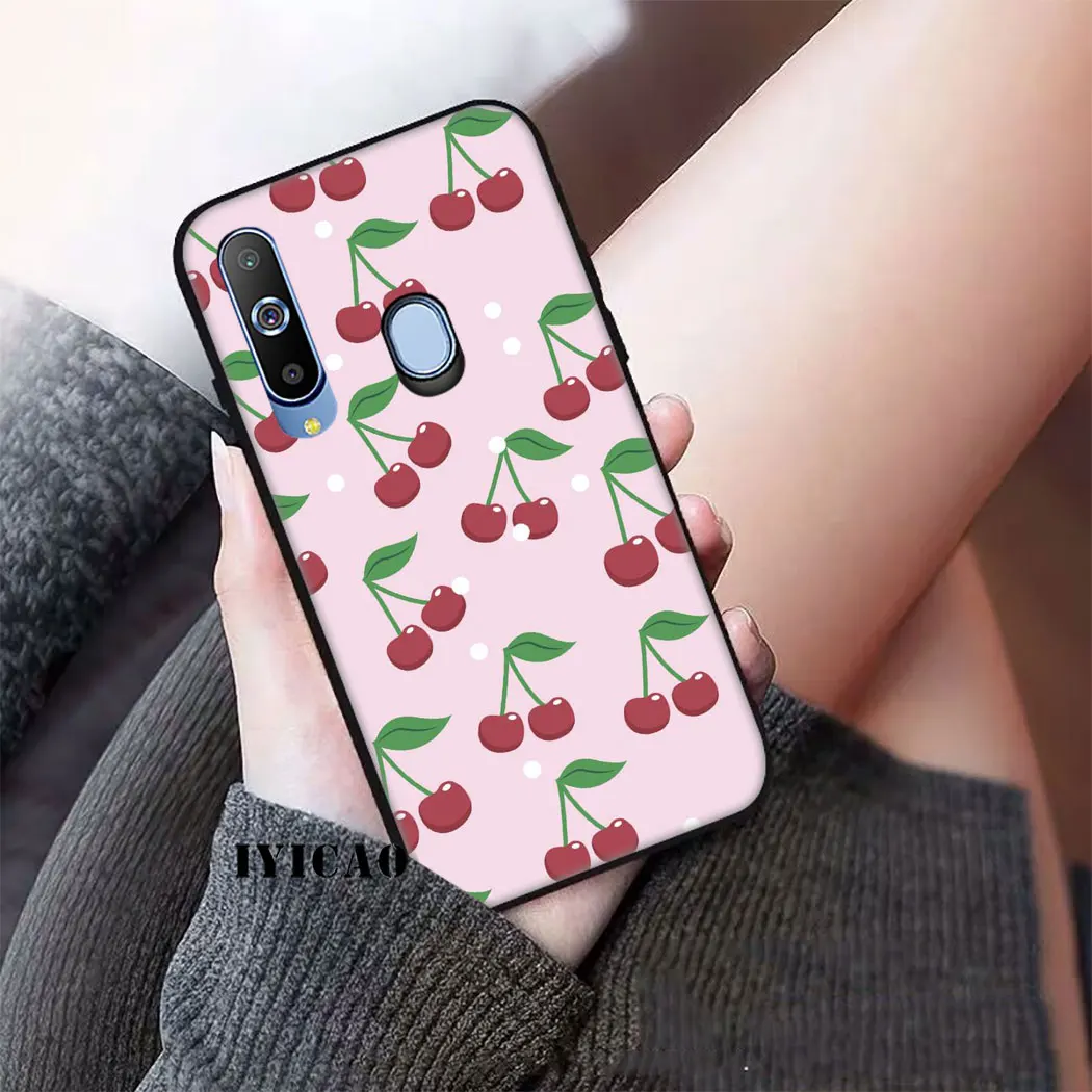 IYICAO Green Cherry Fruit Soft Case for Samsung Galaxy A9 A8 A7 A6 2018 Plus A3 A5 2016 2017 J6 Phone |