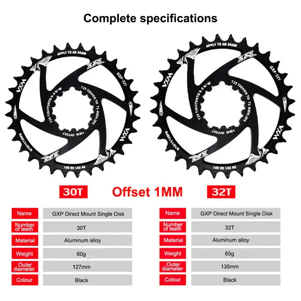 

GXP Bike MTB Mountain Bike 30T/32T/34T/36T/38T/40T Crown bicycle chainring for Sram 11/12S NX XX XO GX GXP11 single disc tray
