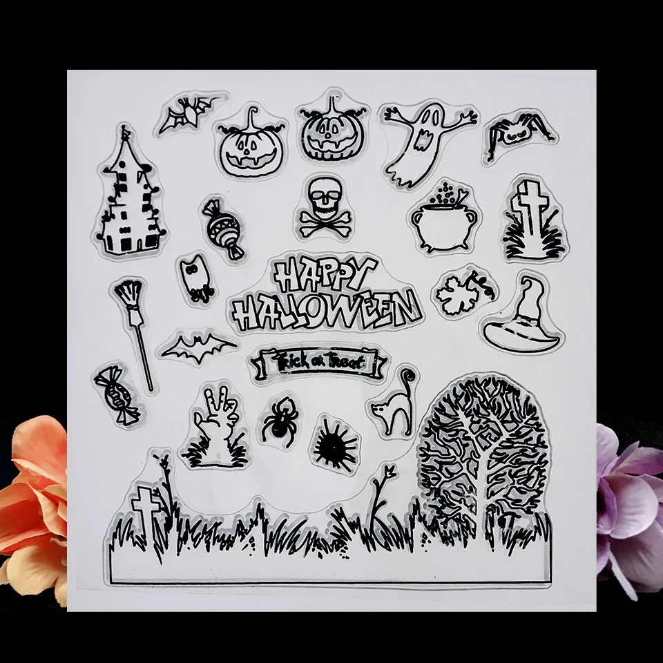 Прозрачный силиконовый фон для Хэллоуина скрапбукинга/фото декоративная