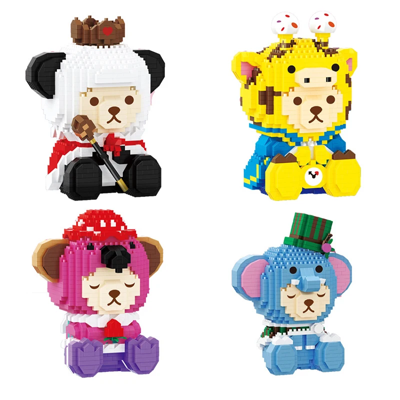 

Classic Cartoon Doll Bear Image Miniature Building Blocks DIY Animal Role Play Giraffe Panda Elephant Model Brick Children's Toy