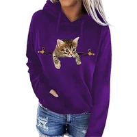 2021 womens cat pattern print cute sweatshirt tops long sleeve hooded oversized pullover lady harajuku kawaii sweatshirts
