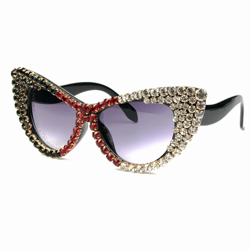 

Vintage Sunglasses For Women Cat's Eye Sunglasses Oversized Rhinestones With Diamonds Europe And America 2021 New Fashion