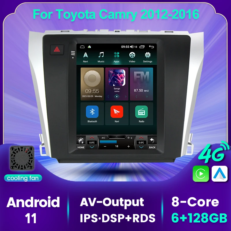 DSP RDS 4G LTE WIFI HD Android 11 автомобильное радио GPS-навигация для Toyota Camry 2012-2016