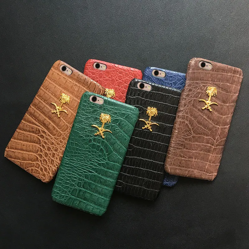 

Saudi Arabia National Emblem Leather Case For iphone 12 Mini 11 Pro X 7 8 6s Plus XS Max XR SE Crocodile Skin Pattern Hard Cover