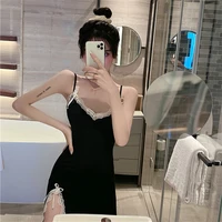 2021 spring summer new french v neck nightwear modal lace sling nightdress household clothes sexy womens nightgown sleepwear