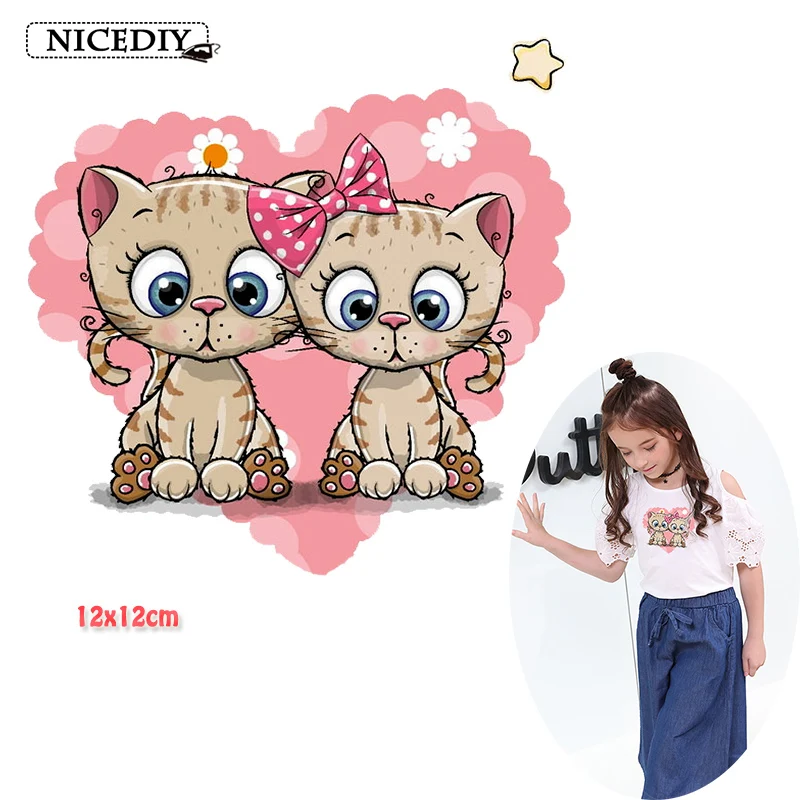 Наклейки для переноса изображений гладильного трансфера DIY с котенком.