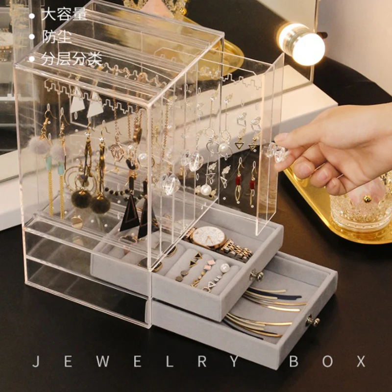 Шкатулка для ювелирных изделий пластиковый органайзер хранения серег ожерелий