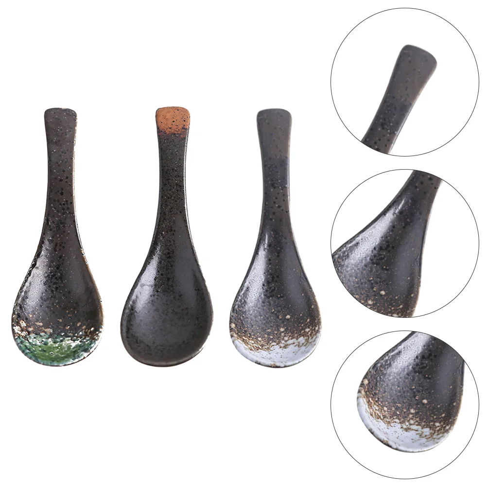 

3pcs Durable Exquisite Practical Safe Japanese Style Ladles Soup Spoons Rice Spoons for Home