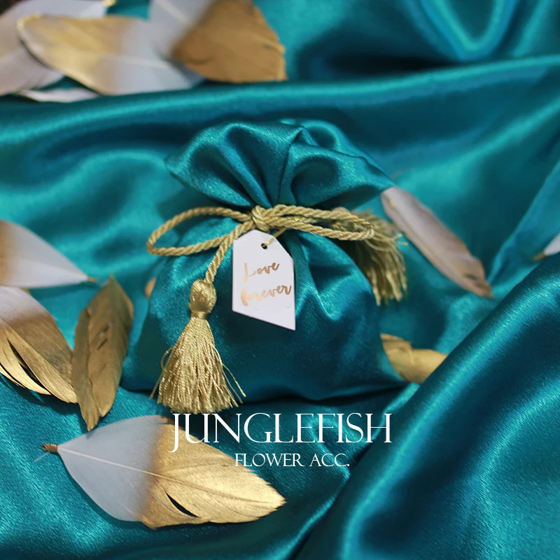 

10pcs/lot 6colors Streamer satin Golden tassel Wedding gift bag chocolate bag baby shower birthday party gift free shipping