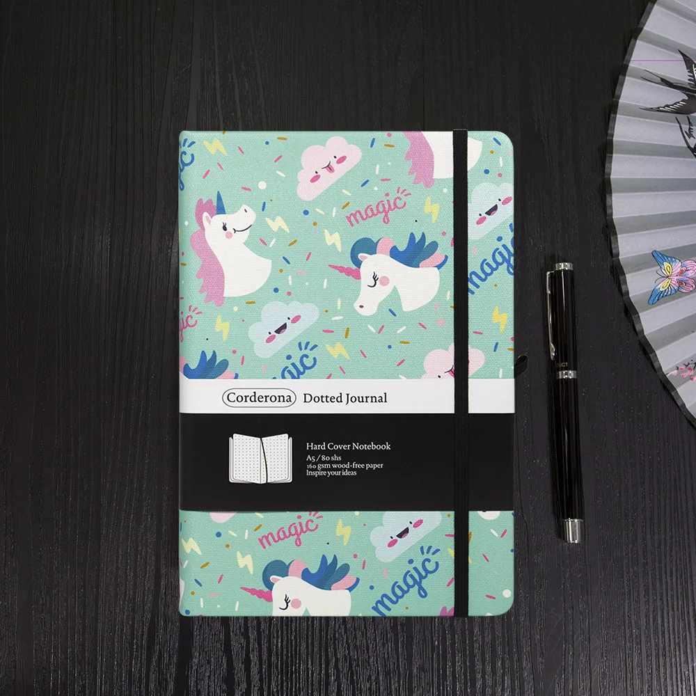 Hard Cover A5 Bullet Dotted Journal 160gsm Magic Unicorn Planner Notebook