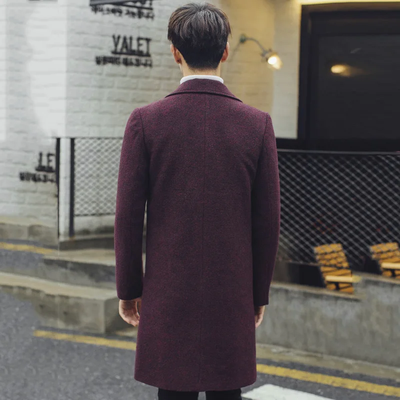 

Autumn and winter with cotton in the long section of men's woolen coat jacket men