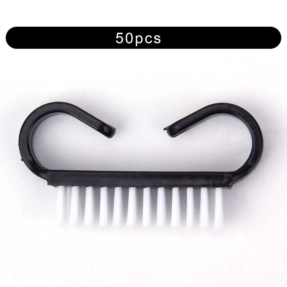 50pcs Solid Black 10/50/100 шт щеточка для чистки ногтей ручка Нейл-арт маникюра и педикюра, инструмент Пластик УФ-гель для ногтей для удаления для очистки от пыли Уход Макияж стиральная - Цвет: 50pcs Solid Black