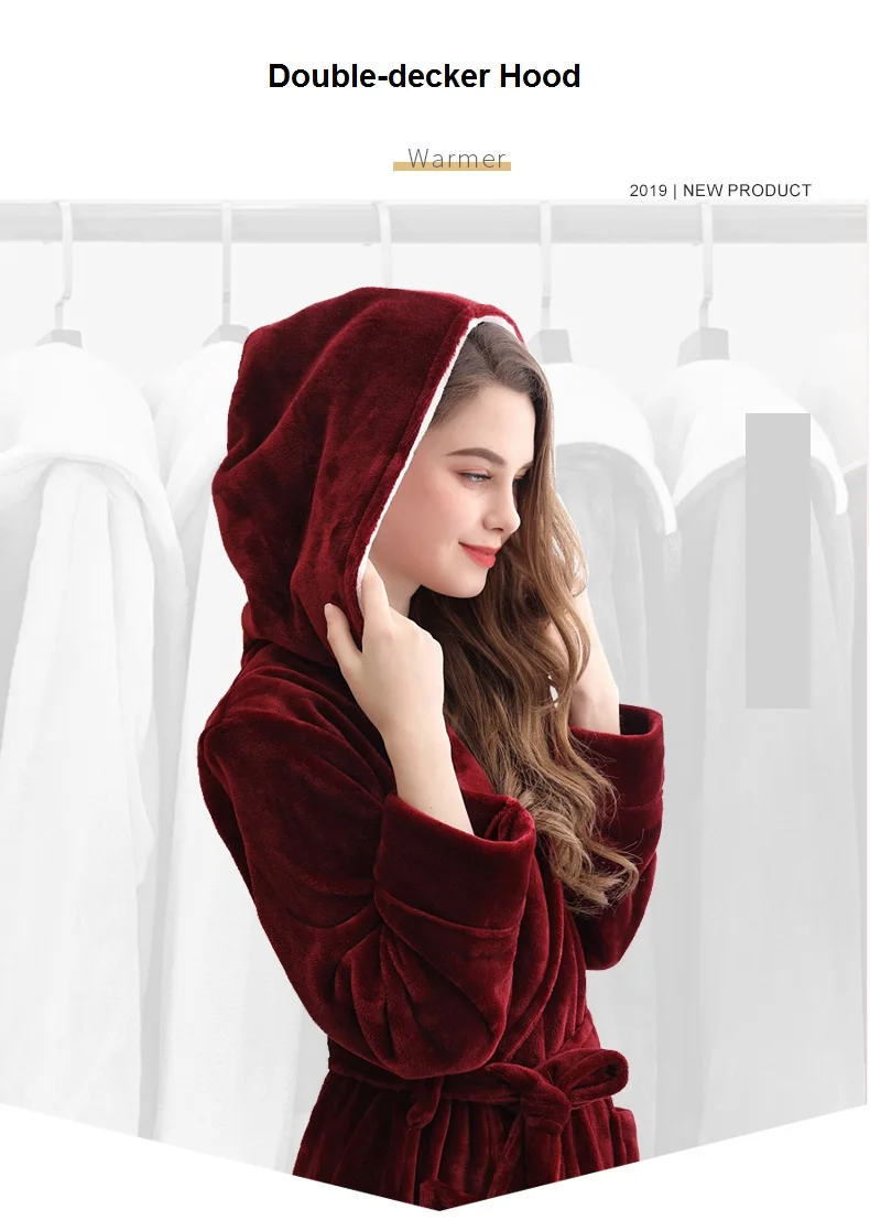 Lovers коралловый флис Халат с капюшоном осень зима теплая одежда для сна для женщин и мужчин плотный халат Lounge Ночная Рубашка домашняя одежда XXXL