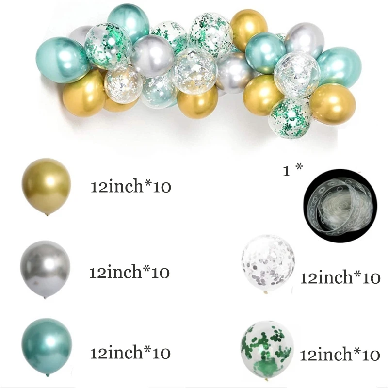 Воздушный шар &quotКонфетти&quot гирлянда цвет металлик зеленый золотистый | Дом и
