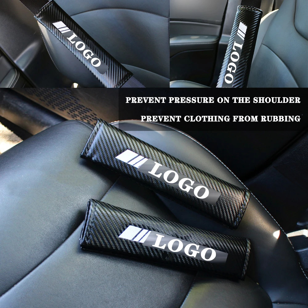 

2 Pcs For Mercedes Benz AMG Car Seat Belt Cover Shoulder Pads Protector Carbon Fiber Seatbelt Cushion Auto Interior Accessories