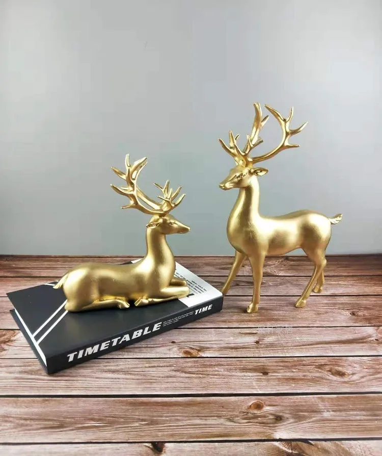 Нордический черный золотой Статуэтка оленя домашнего интерьера украшения
