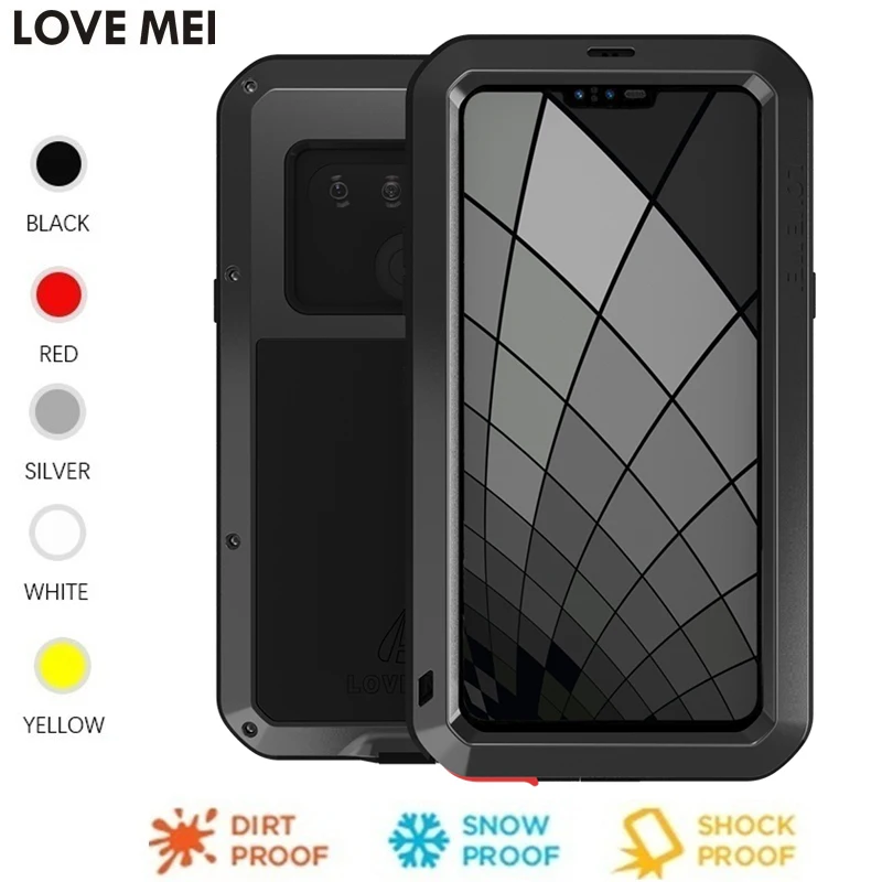 

Love Mei Powerful case For LG G8S ThinQ 3 rear cameras Korean Anti-knocked Aluminum/Metal Gorilla Toughened Glass phone cover