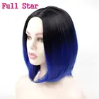 Короткие синтетические парики для женщин, черные, с эффектом деграде, синие, серые, бордовые, светлые, коричневые, афроамериканские, шелковистые, прямые, парик Боб